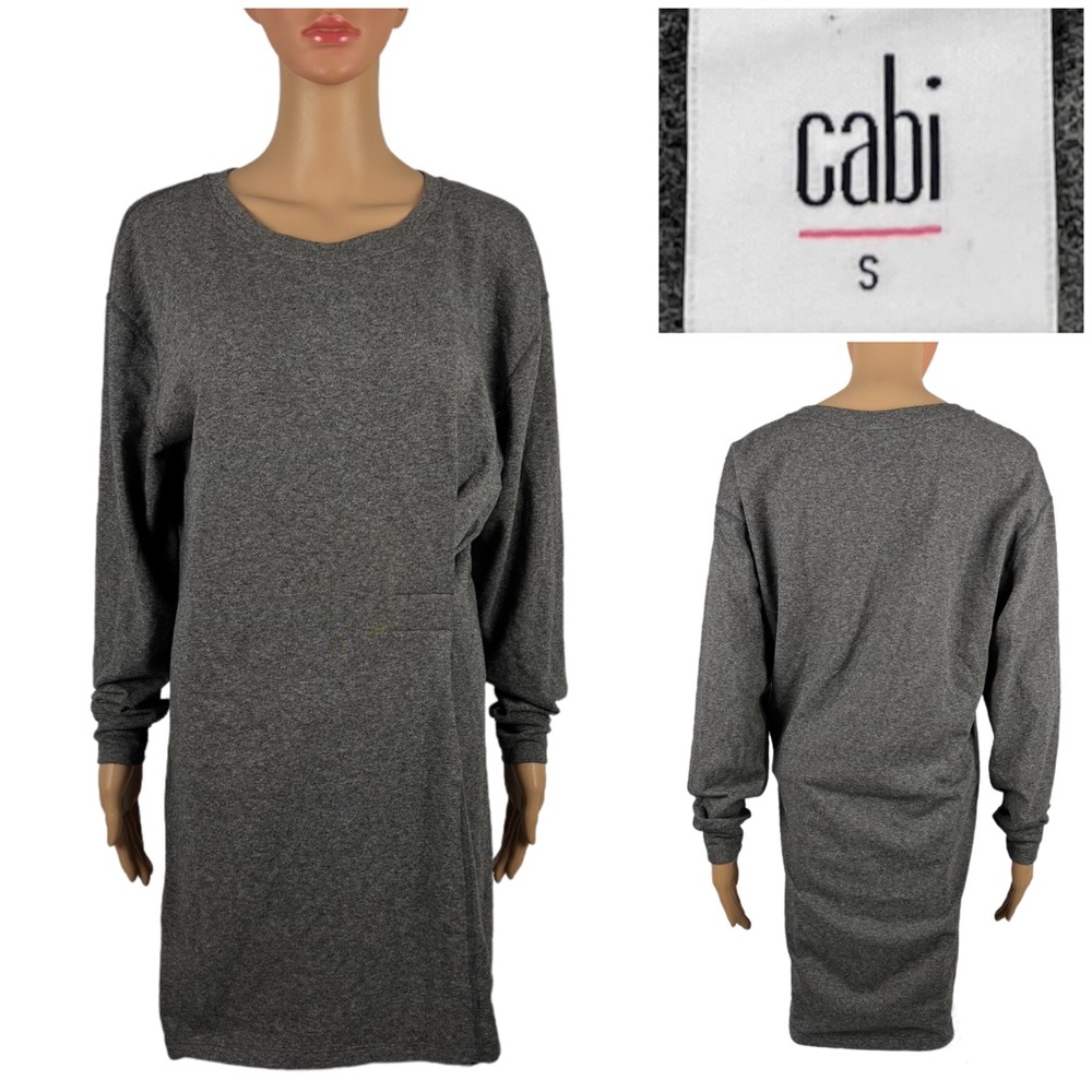 CAbi #3650 Womens Small Put On Sweatshirt Dress Heather Gray Long Sleeve EUC
